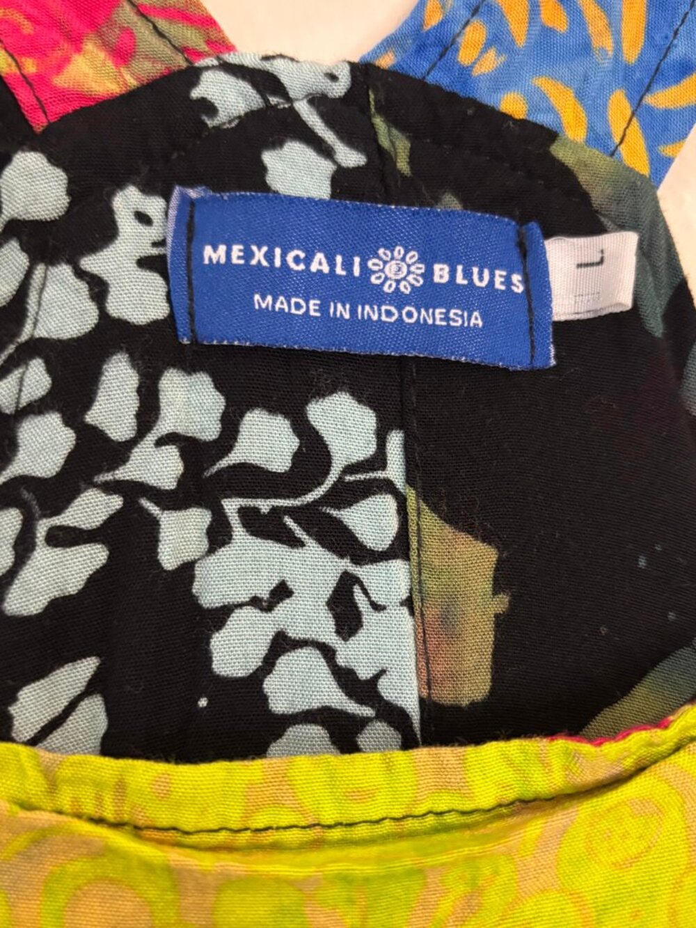 Mexicali Blues Boho Rainbow Patchwork Overalls Batik Festival Romper Size L - Picture 3 of 8